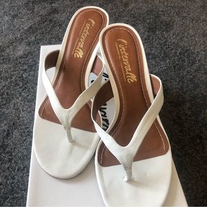 L’Intervalle Leather White Heeled Sandals